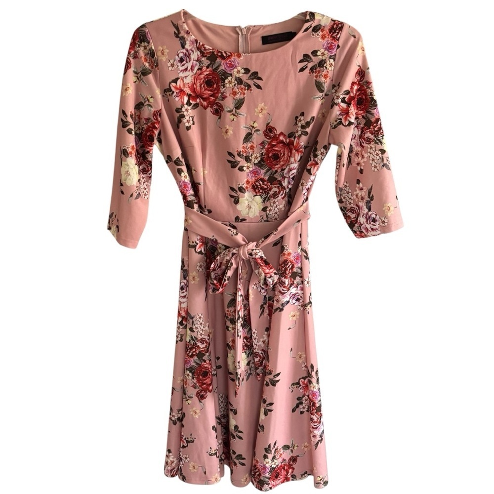 Dress Tells A-Line Blush Floral Vintage Cocktail Dress XL Cottagecore Wedding
